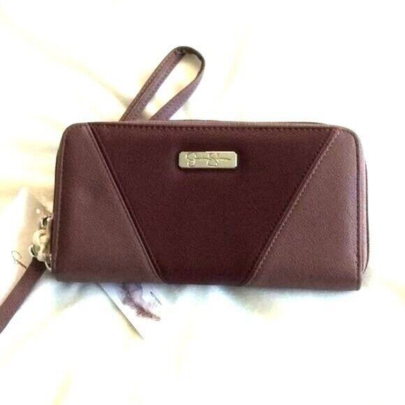Jessica Simpson (AGNES) Clutch Wristlet Wallet Burgundy 2 tone ( Dusty PL/Zinfi - Picture 1 of 6